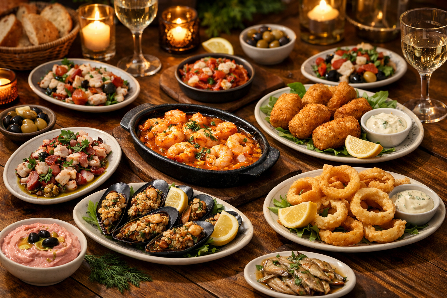 Geleneksel balık mezeleri tabağı