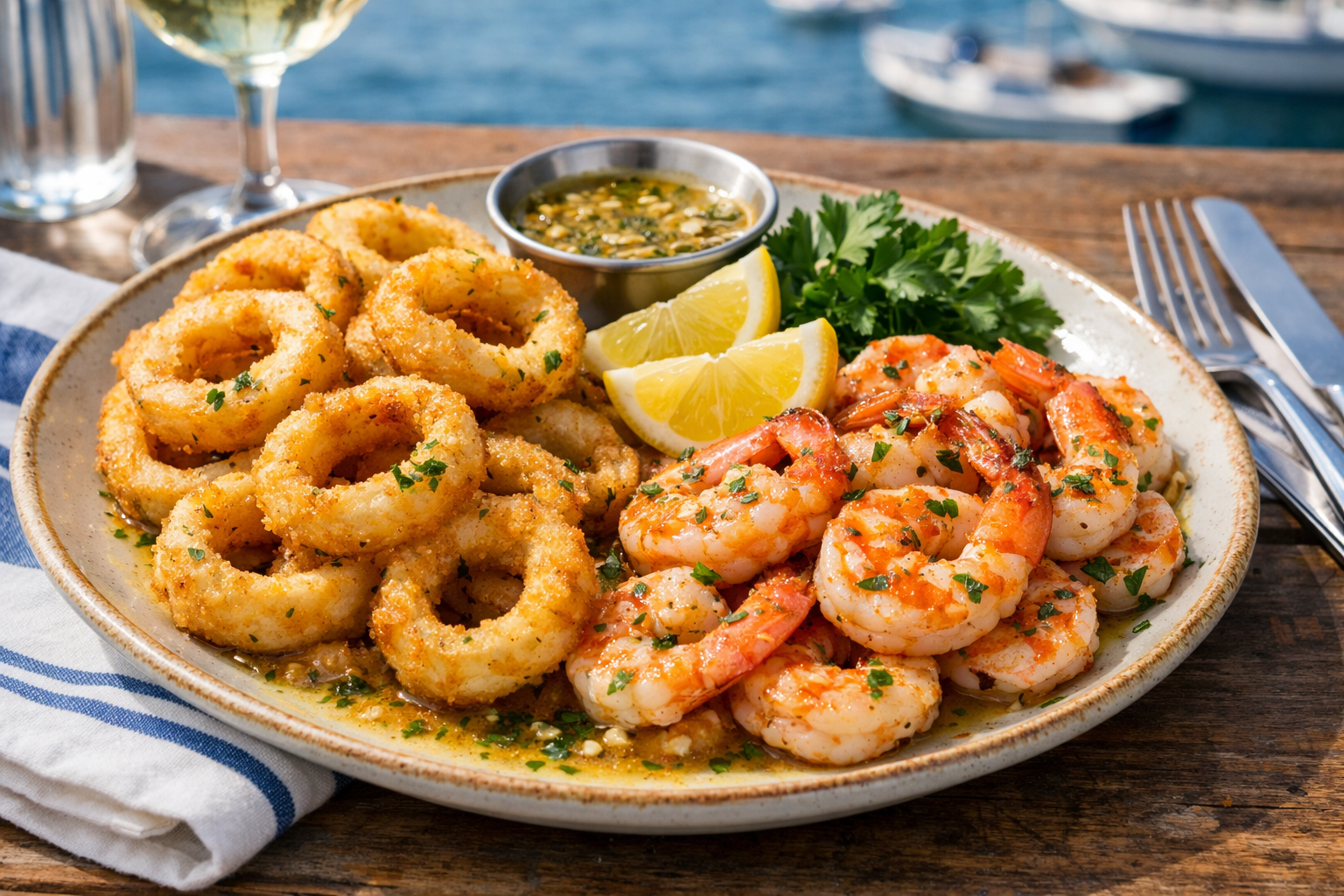 Kalamar ve karides tabağı