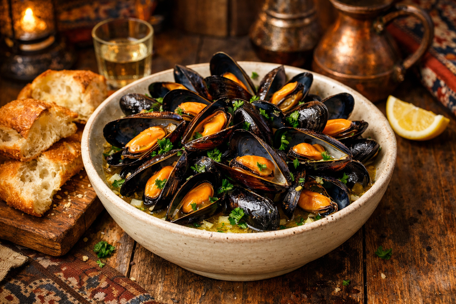 Kabuklu deniz ürünleri sunumu